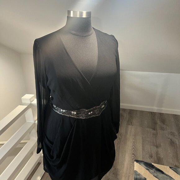 City Chic Black Long Sleeve Wrap Dress - Timeless & Elegant - Picture 7 of 7